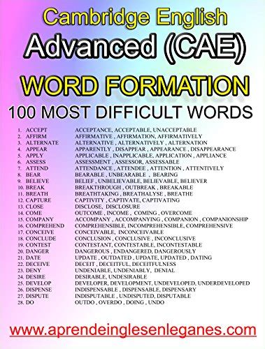 Cambridge English Advanced Cae Word Formation 100 Most Difficult