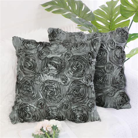 Piccocasa Decorative Throw Pillow Covers 3d Satin Rose Flower Shells