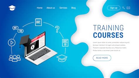 Premium Vector Online Training Courses Landing Page Design Concept