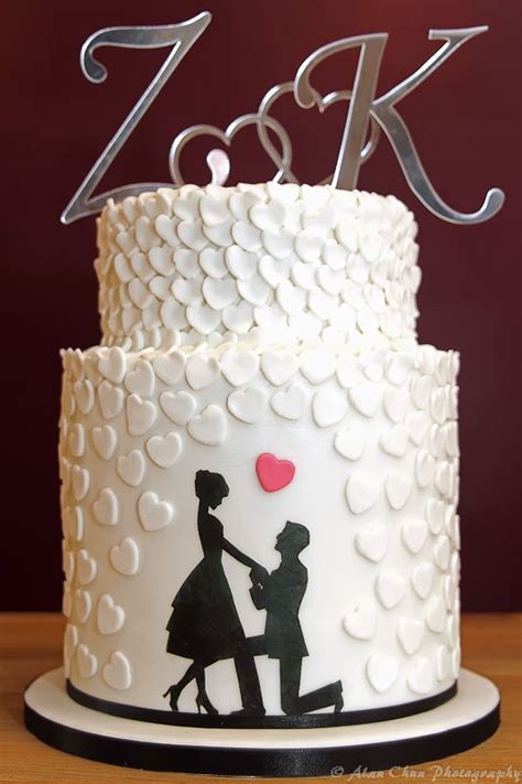 A wide variety of engagement cake designs options are available to you, such as feature wholesale popular soft clay congratulations cake topper cake design decorating got engaged love for wedding party. 3 Tier Silhouette & Heart Engagement Cake … (With images ...