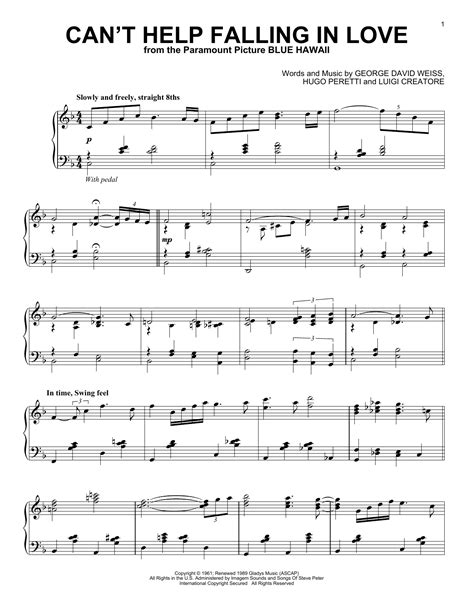 elvis presley can t help falling in love [jazz version] sheet music notes chords score