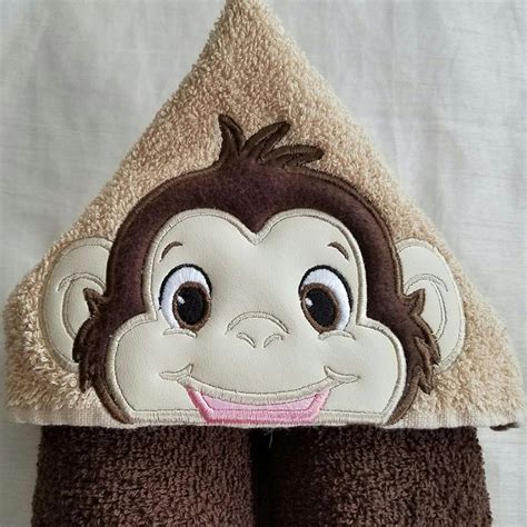 Hooded Towelboy Monkey Hooded Bath Towelpersonalized Hooded Etsy