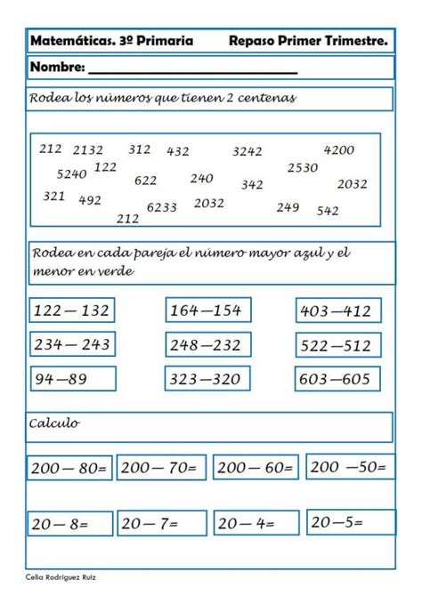 Fichas De Matemáticas Para Tercero De Primaria Matematicas Tercero De