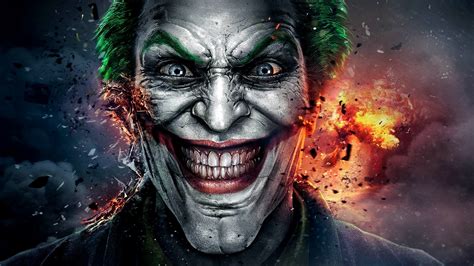 Illustration Batman Arkham City Joker Explosion Scars Darkness