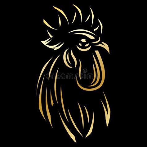 Símbolo De Oro Del Logotipo Con La Cabeza Del Gallo Ilustración Del