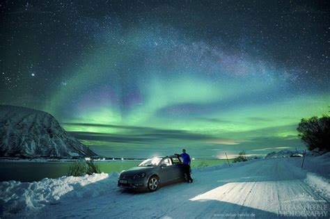 The Aurora Lights And Milky Way Northern Lofoten Norway Image Credit