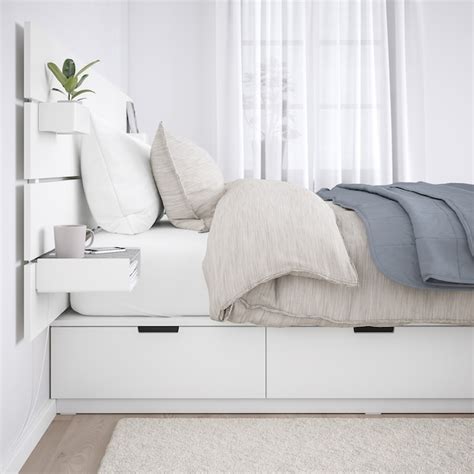 Nordli Bed Frame W Storage And Headboard White Ikea