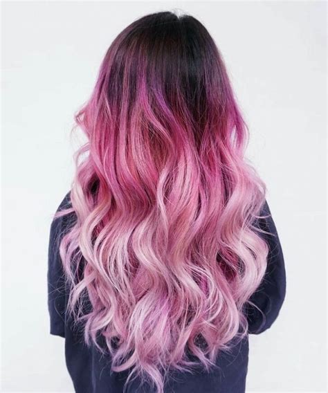 Black To Dark To Light Pink Ombre Curly Hair Long Wavy Hair Black