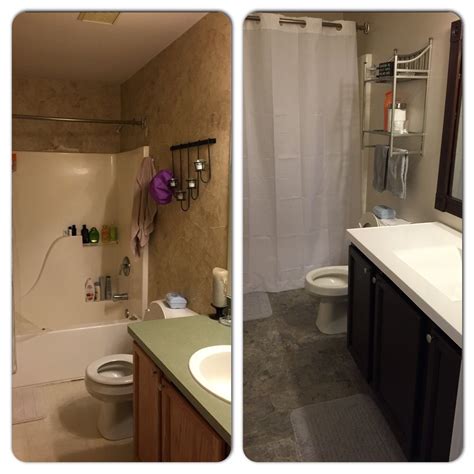 Rustoleum makes a very durable spray paint that comes in a can and that can be sprayed onto a. Bathroom renovation done. Cabinets- rustoleum espresso kit ...