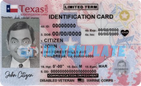 Texas Id Card Psd Template Driving License Template