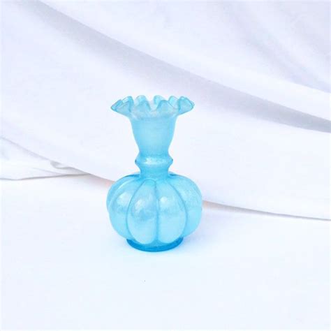 Fenton Art Glass Melon Vase Frosted Blue Vintage Bud Vase Etsy Vintage Inspired Decor