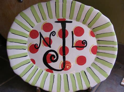 Personalized Or Monogrammed Polka Dot Large Ceramic Platter Etsy