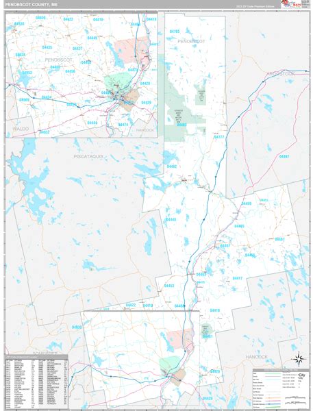 Penobscot County Me Wall Map Premium Style By Marketmaps Mapsales