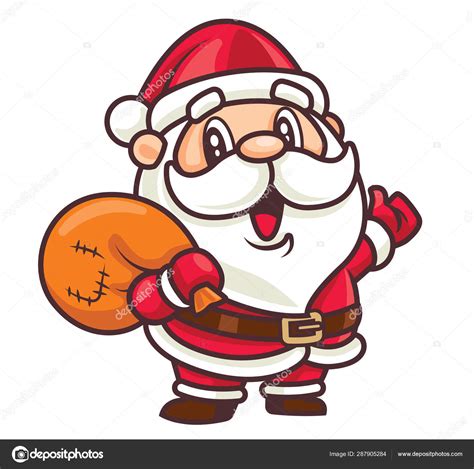 Merry Christmas Cartoon Cute Santa Claus Mascot Carrying Christmas T