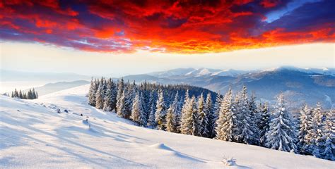 Wallpaper Winter Mountains Sunset 5k Nature 5375