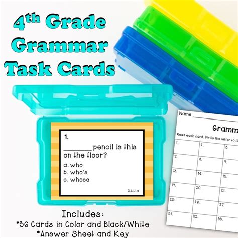 Grammar Task Cards 4th Grade Made By Teachers