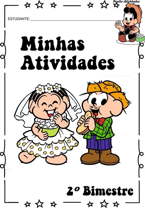 Capas para avaliações Festas Juninas Turma da Mônica Atividades festa junina educação infantil