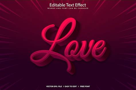 Premium Vector Love 3d Editable Text Effect