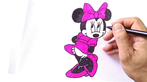 How To Draw Minnie Mouse Cara Menggambar Mini Mouse Youtube