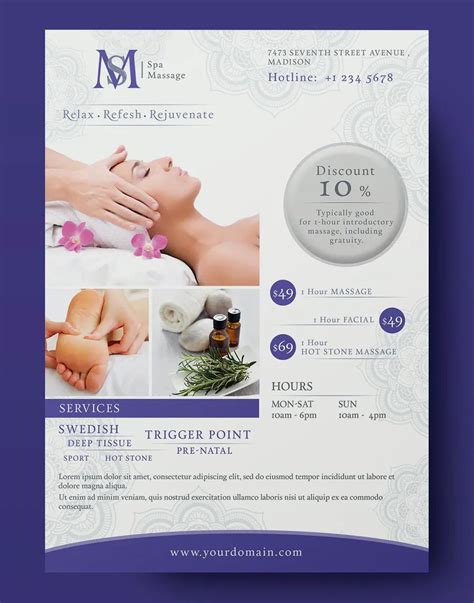 Massage Ad And Flyer Template Psd Flyer Design Templates Psd Templates Flyer Template Spa