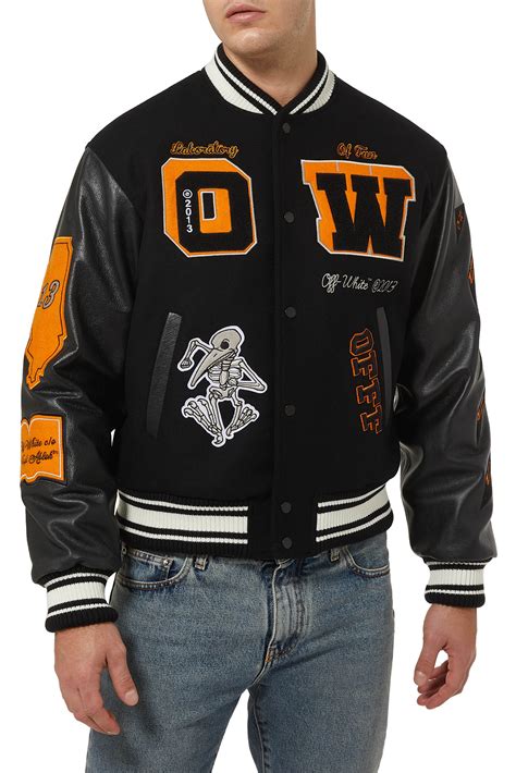 Buy Off White Varsity Jacket In Wool And Leather For Mens Bloomingdale