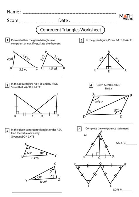 Congruent Triangle Proofs Worksheets Answers