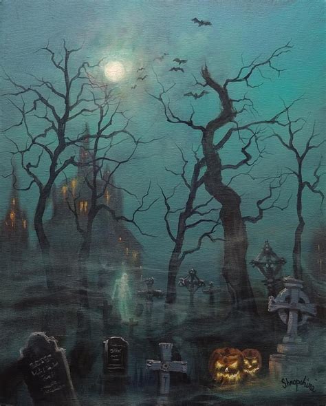 Halloween Ghost By Tom Shropshire Halloween Painting Halloween