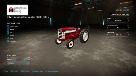 International Harvester 340 Utility V1000 Farming Simulator 22 Mod