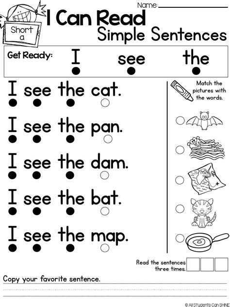 Reading Printable Worksheets For Kindergarten