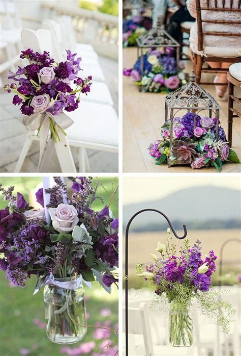 Purple Flower Aisle And Chair Decor Weddingcakerecipes Purple