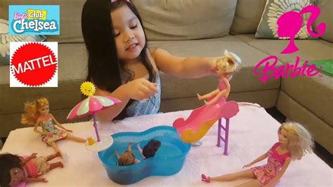 Mattel Barbie Club Chelsea Pool And Water Slide Toy Review YouTube