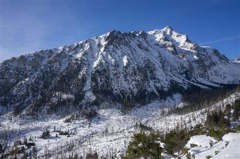 Snowy Winter Mountain Landscape In The Tatra Mountains Slavkovsky Peak