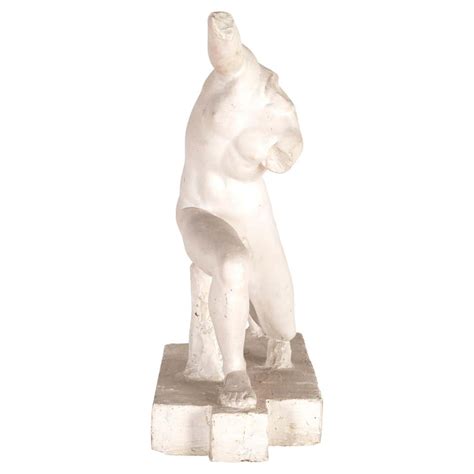 White Marble Statue Depicting Classically Draped Female Figure At