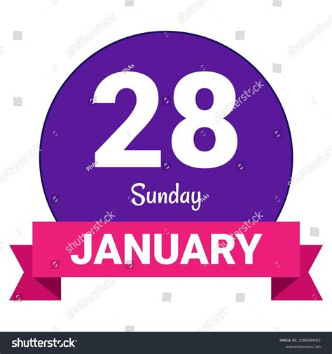28 January Sunday Date Template Useful Stock Vector Royalty Free