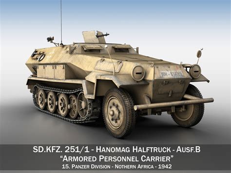 Sd Kfz 251 1 Ausf B Hanomag Halftruck Dak 3d Model Obj 3ds Fbx