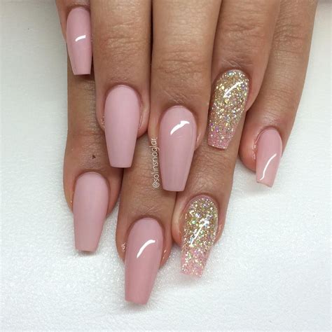 Nude Blush Pink Matte Blush Pink Glitter Ombre Long Coffin Nails