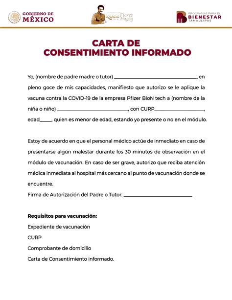 Carta Consentimiento Covid Gobierno De Mexico Uaklores Procramas