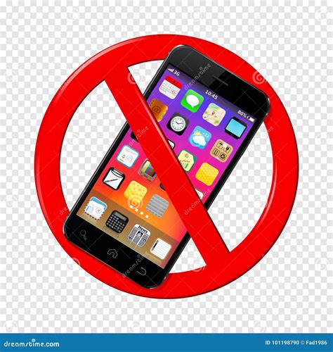 Do Not Use Mobile Phone Sign Isolated On Transparent Background Stock
