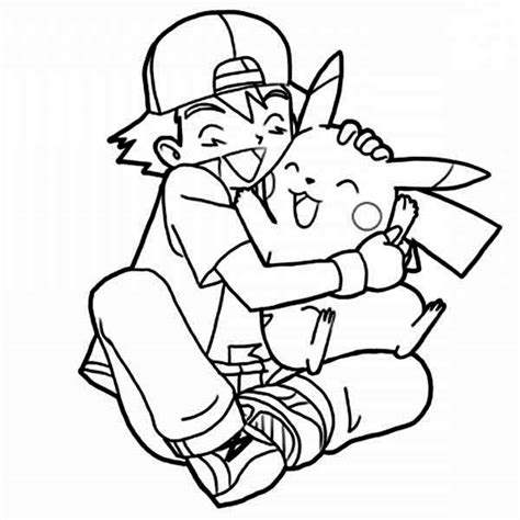 Are you like a pokemon cartoon ?? Ash Ketchum Hug Pikachu So Tight On Pokemon Coloring Page ...