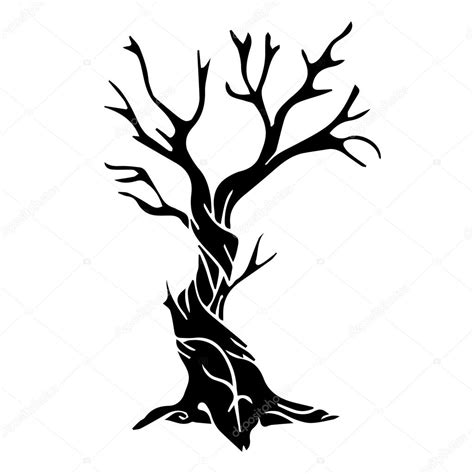 Tree vector illustration. Tree style Doodle. Tree in vintage style on a white background ...
