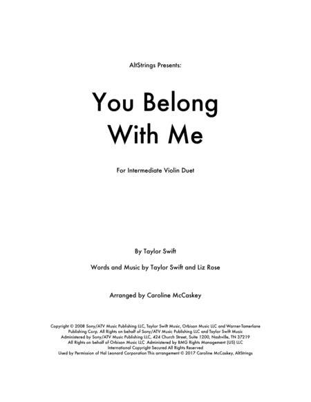 You Belong With Me Violin Free Music Sheet