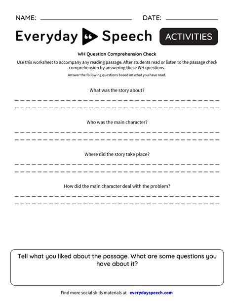 Maybe you would like to learn more about one of these? WH Question Comprehension Check - Everyday Speech - Everyday Speech