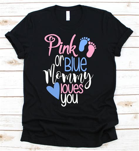 Pink Or Blue Mommy Loves You Gender Reveal Shirts Mommy Loves You Gender Reveal Tshirts