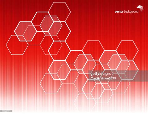 Red Color Background With Fading White Hexagon Shape Pattern High Res