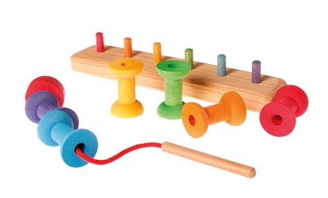 Grimms Rainbow Threading Bobbins Myriad Natural Toys And Crafts Toy