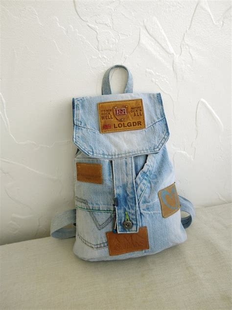 Recycled Denim Blue Backpackvintage Jeans Hipster Etsy Recycled