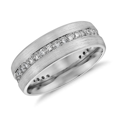 brushed diamond eternity men s wedding ring in 14k white gold 1 2 ct tw blue nile