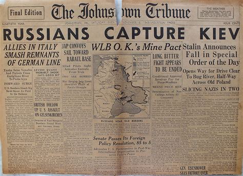 The Johnstown Tribune Wwii November 6 1943 Russians Capture Kiev