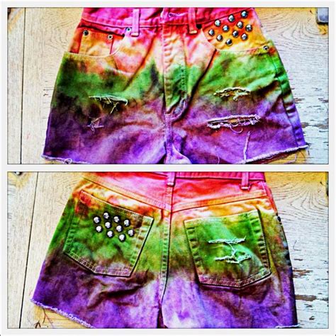 Rainbow Vintage Studded Cutoff Highwaisted Levis Tie Dye Diy Shorts