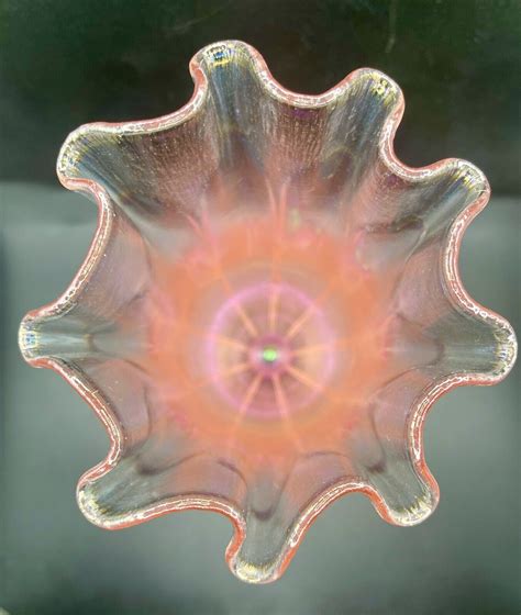 Vintage Fenton Pink Velva Rose Iridescent Stretched Glass Swung Glass Vase 9 5” Ebay